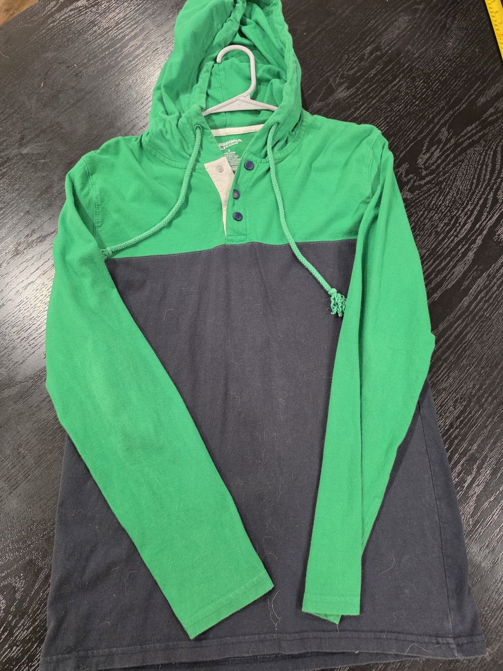 Arizona Jean Company Green and Black Colorblock Hooded Pullover